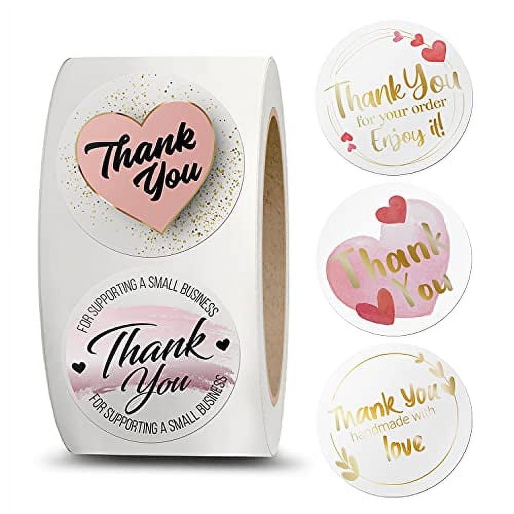 500 Pcs Thank You Stickers Small Business Roll 1.5 Inch -5 Transparent ...