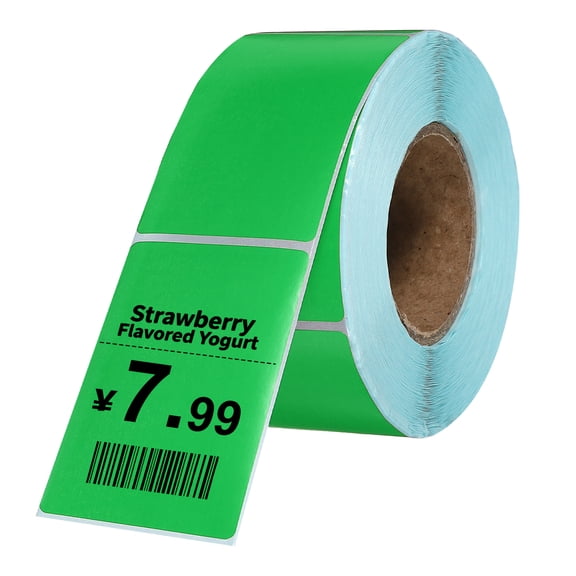 Uxcell 500Pcs Thermal Labels 1.57x2.36" Thermal Printer Labels Stickers Self Adhesive Tags Rectangle Paper Roll Small for Printer Shipping Label Mailing UPS Barcode Address Green