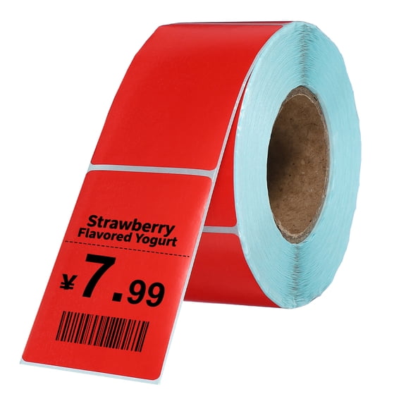Uxcell 500Pcs Thermal Labels 1.57x2.36" Thermal Printer Labels Stickers Self Adhesive Tags Rectangle Paper Roll Small for Printer Shipping Label Mailing UPS Barcode Address Red