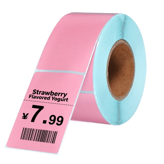 500 Pcs Thermal Labels, 1.57x2.36 Inch Thermal Printer Labels Stickers Self Adhesive Tags Rectangle Paper Roll Small for Printer Shipping Label Mailing UPS Barcode Address, Pink