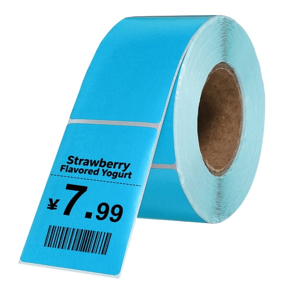 Uxcell 500Pcs Thermal Labels 1.57x2.36" Thermal Printer Labels Stickers Self Adhesive Tags Rectangle Paper Roll Small for Printer Shipping Label Mailing UPS Barcode Address Blue