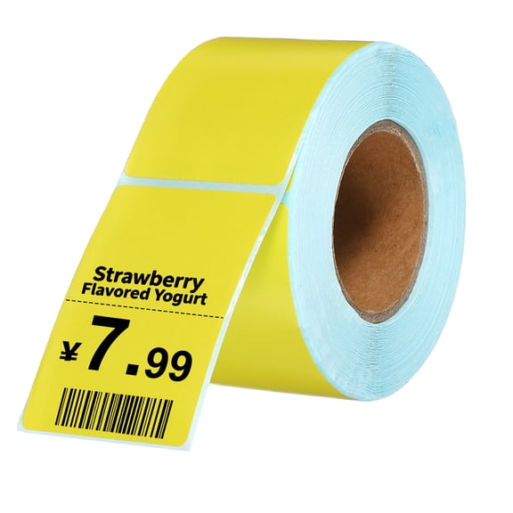 Uxcell 500Pcs Thermal Labels 1.57x2.36" Thermal Printer Labels Stickers Self Adhesive Tags Rectangle Paper Roll Small for Printer Shipping Label Mailing UPS Barcode Address Yellow