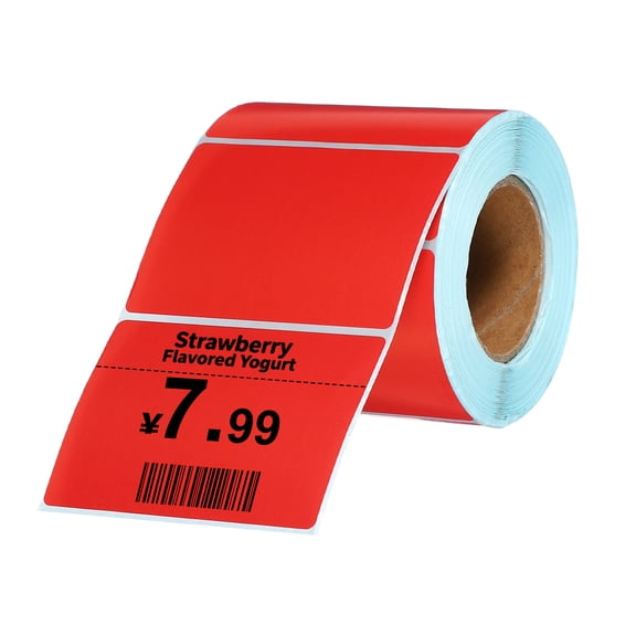 Uxcell 500Pcs Thermal Labels 2x2.76" Thermal Printer Labels Stickers Self Adhesive Tags Rectangle Paper Roll Small for Printer Shipping Label Mailing UPS Barcode Address Red