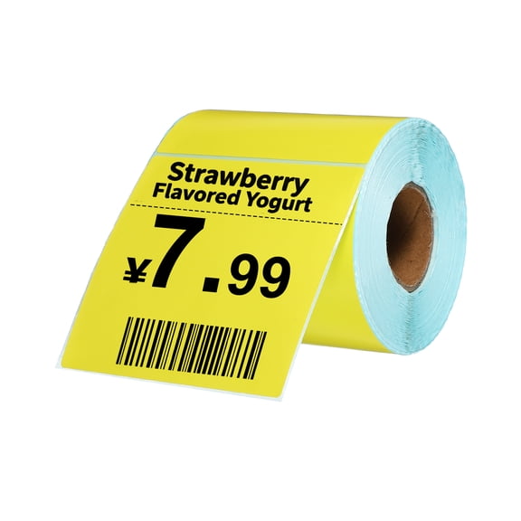 500 Pcs Thermal Labels, 3.94x3.94 Inch Thermal Printer Labels Stickers Self Adhesive Tags Rectangle Paper Roll Small for Printer Shipping Label Mailing UPS Barcode Address, Yellow