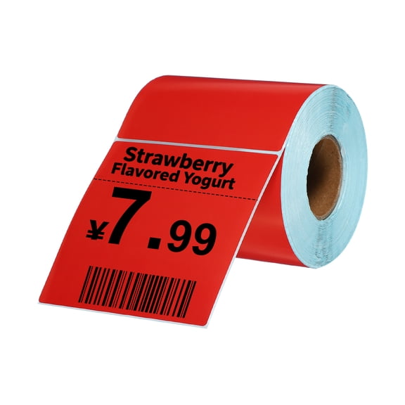 Uxcell 500Pcs Thermal Labels 3.94x3.94" Thermal Printer Labels Stickers Self Adhesive Tags Rectangle Paper Roll Small for Printer Shipping Label Mailing UPS Barcode Address Red