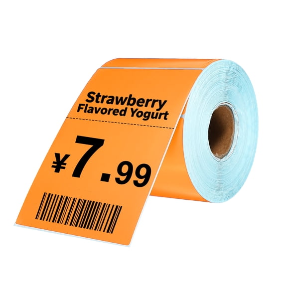 Uxcell 500Pcs Thermal Labels 3.94x5.91" Thermal Printer Labels Stickers Self Adhesive Tags Rectangle Paper Roll Small for Printer Shipping Label Mailing UPS Barcode Address Orange