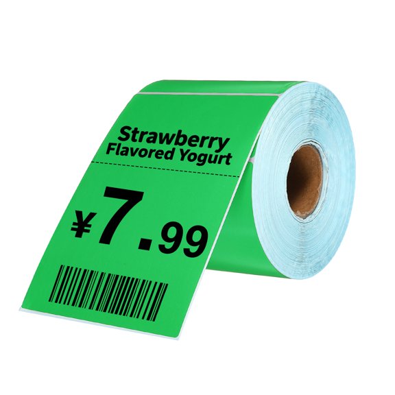 Uxcell 500Pcs Thermal Labels 3.94x5.91" Thermal Printer Labels Stickers Self Adhesive Tags Rectangle Paper Roll Small for Printer Shipping Label Mailing UPS Barcode Address Green