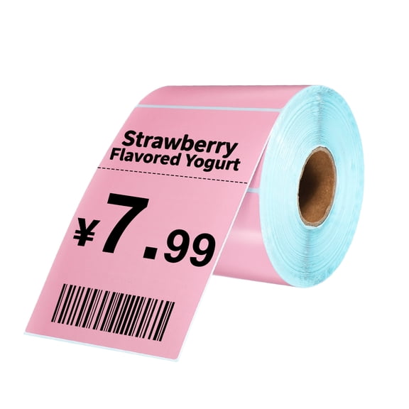 Uxcell 500Pcs Thermal Labels 3.94x5.91" Thermal Printer Labels Stickers Self Adhesive Tags Rectangle Paper Roll Small for Printer Shipping Label Mailing UPS Barcode Address Pink