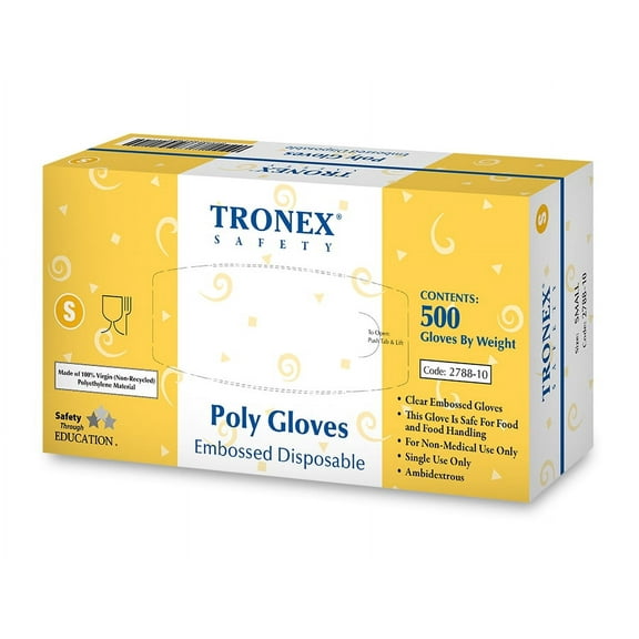 500 Pcs Tronex Poly Food Prep Disposable Plastic Gloves for Food Handling, Powder-Free, Clear, Small (Box of 500)