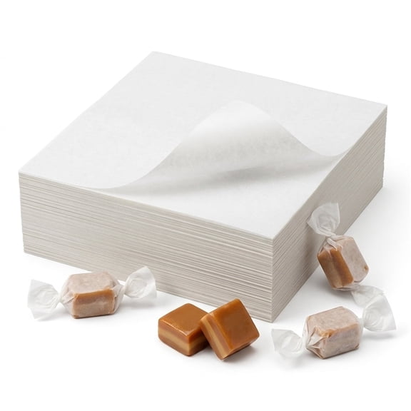 500 Pcs Wax Candy Wrappers, Xinshengli 4.7"x4.7" Caramel Chocolate Wax Twisting Wrapping Paper for Xmas Valentine Wedding Holiday Homemade Candy Goodies