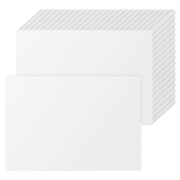 500 Pcs White Christmas Disposable Paper Placemats 14.6 x 10.2 Inches Wavy Edge Paper Place Mats Bulk Winter Christmas Party Blank Table Mat for Adults Holiday Dinning Table Decor