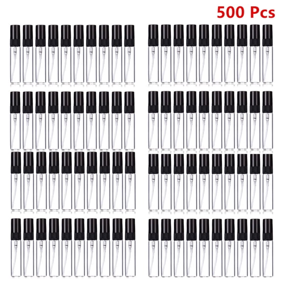 500 Pcs of Refillable Black Atomizer Glass Spray Bottles for Perfume- 5ml (0.17oz) Capacity