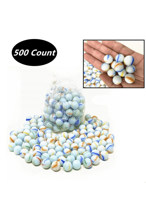 500 Pcs of White Glass Marbles for Vase, Games, & Sling Shot Ammo 6lb Glass 5/8" 16mm