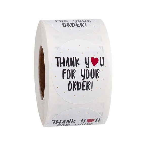 500 Pcs/roll Round Thank You for Your Order Heart Sticker Seal Labels