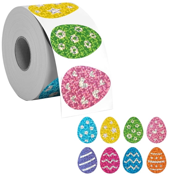 500 Per Roll Laser Easter Egg Doodle Stickers For Scrapbook Journal And Crafting Creative Handmade Gift Pack Decor Paper