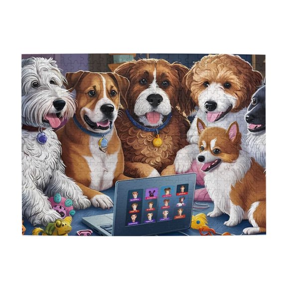 500 Piece Adorable Dogs On Video Call Jigsaw Puzzle For Adults – Vibrant Pet Theme, Challenging & Relaxing Brain Exercise, Unique Gift For Dog Lovers & Home Decor