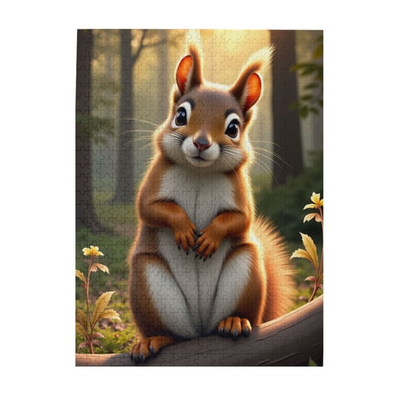 500 Piece Adorable Squirrel Jigsaw Puzzle For Adults Relaxing And Challenging Brain Teaser Beautiful Forest Animal Artwork Great Gift Idea HighQuality Wooden Pieces