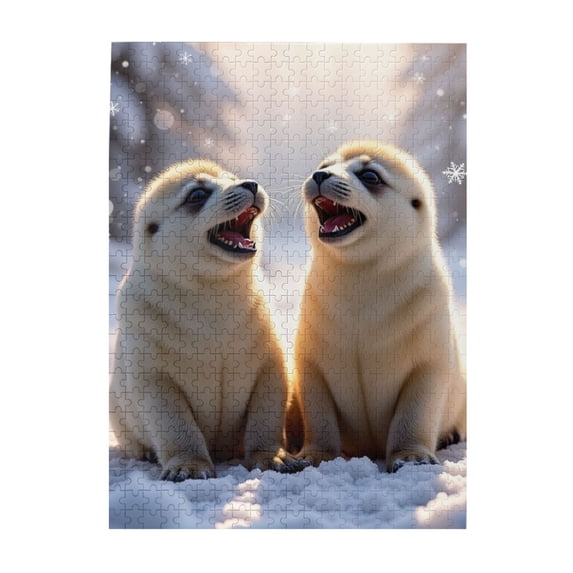 500 Piece Adult Jigsaw Puzzle Two Adorable Seal Pups In Snowy Winter Wonderland Challenging And Relaxing Puzzle For Adults Fun Brain Teaser Great Gift Idea Unique Home Decor