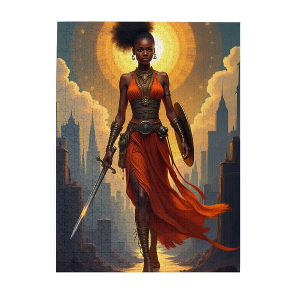500 Piece Adult Jigsaw Puzzle Warrior Woman In Orange Challenging And Engaging Puzzle For Adults Vibrant Artwork Great Gift Idea HighQuality Pieces