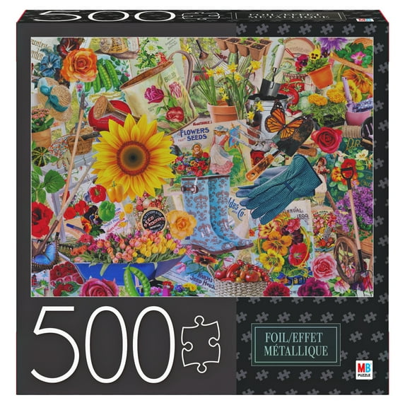 500-Piece Adult Jigsaw Puzzle with Foil Accents, Garden Collage