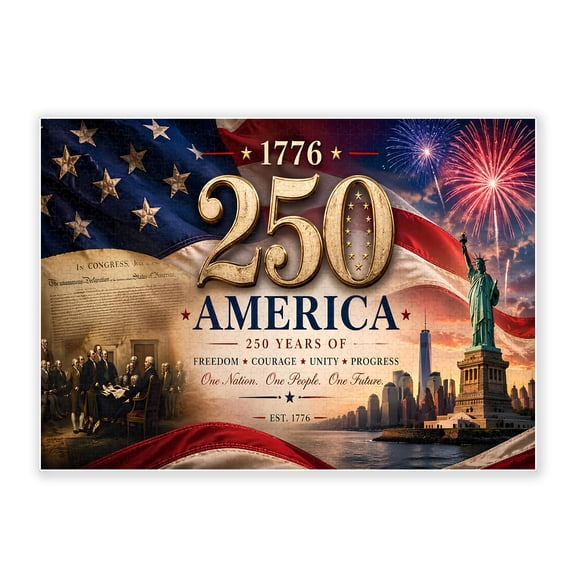 500-Piece Adult Wood Jigsaw Puzzle, America 250th Anniversary Founding & Freedom Art, Intellectual Challenge, Stress-Relieving, Family Activity, Home Wall Decor, Eco-Friendly, 20.5x15in