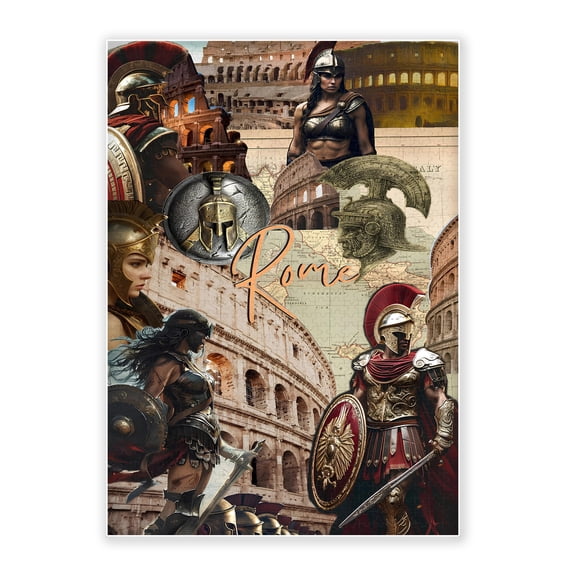 500-Piece Adult Wood Jigsaw Puzzle, Ancient Rome Gladiator & Colosseum Collage Puzzle, Roman Empire History, Intellectual Challenge, Stress-Relieving, Home Wall Decor, Eco-Friendly, 20.5x15in