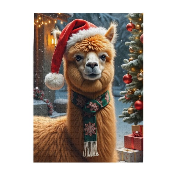 500 Piece Alpaca In Santa Hat Jigsaw Puzzle For Adults Festive Holiday Puzzles Challenging And Fun Brain Teaser Unique Artwork Great Gift Idea Home Decor
