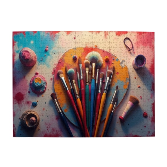 500 Piece Artist'S Paintbrushes Jigsaw Puzzle For Adults Challenging And Fun Brain Teaser Unique Artwork Creative Home Decor Great Gift Paint Palette Brushes Colorful Art 20.5X15In