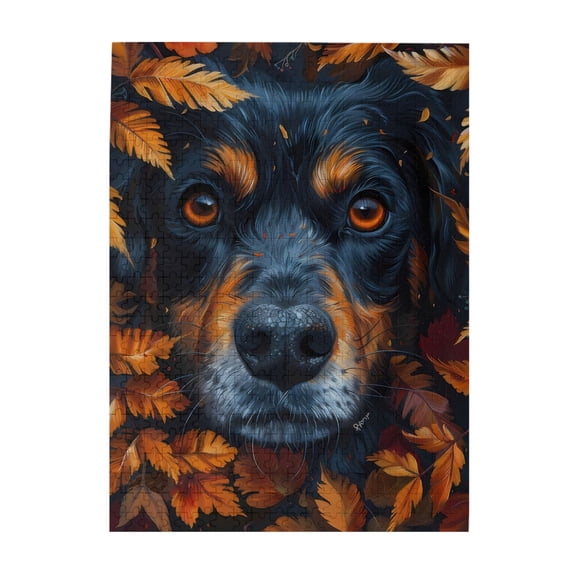 500 Piece Artistic Autumn Dog Puzzle For Adults Vibrant Pet Portrait, Challenging Brain Game, Relaxing Stress Relief, Home Decor & Thoughtful Gift For Dog Lovers