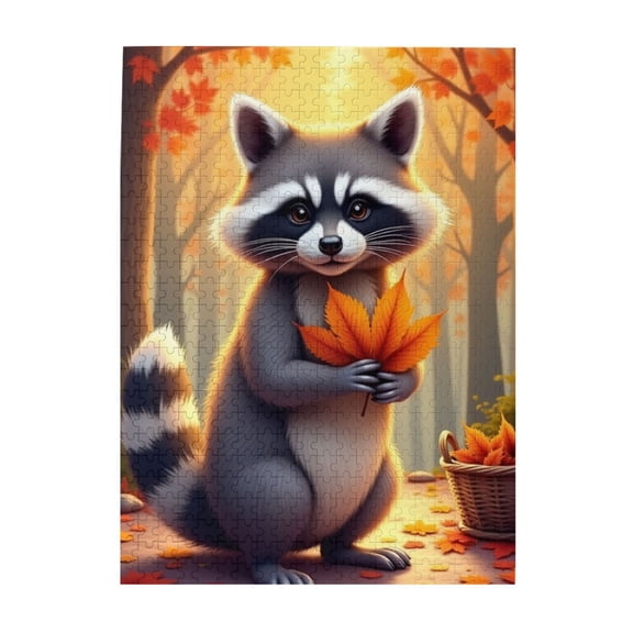 500 Piece Autumn Raccoon Jigsaw Puzzle For Adults Relaxing And Challenging Brain Teaser Vibrant Artwork HighQuality Wooden Pieces Fun Home Decor Great Gift Idea