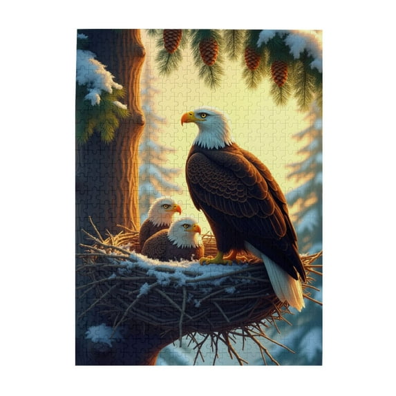 500 Piece Bald Eagles Winter Nest Jigsaw Puzzle For Adults Challenging & Relaxing Adult Puzzle Beautiful Wildlife Artwork Great Gift Idea For Puzzle Lovers HighQuality Wooden Pieces