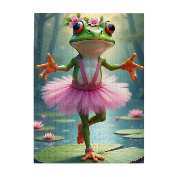 500 Piece Ballerina Frog Jigsaw Puzzle For Adults – Cute Frog In Tutu Challenging & Fun Adult Puzzle Unique Artwork Great Gift Idea For Puzzle Lovers