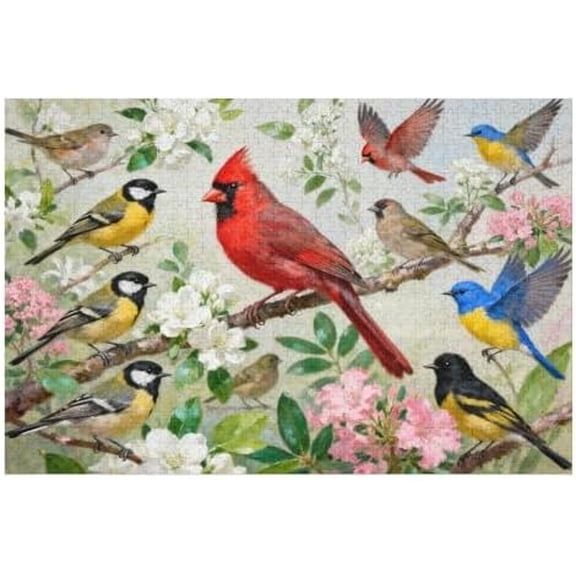500 Piece Birds and Flowers Spring Garden Puzzle for Adults – Colorful DIY Home Decor, Family Fun Interactive Game Night, Challenging