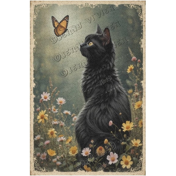500 Piece Black Cat Angel Whisky Jigsaw Puzzle for Adults, Humorous Creative Design, Fun Relaxing Game, Unique Home Decor, Novelty Casual Gift