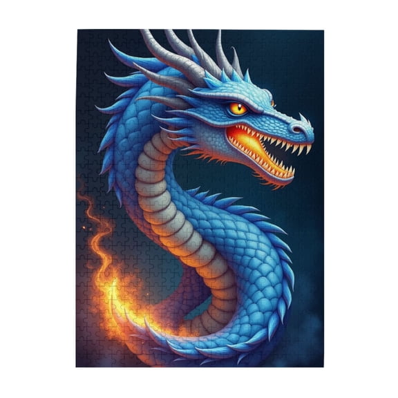 500 Piece Blue Dragon Jigsaw Puzzle For Adults Challenging & Fun Brain Teaser Vibrant Artwork Quality Pieces Great Gift Idea