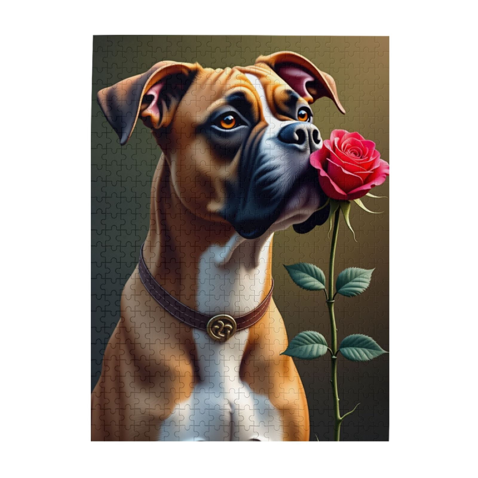 500 Piece Boxer Dog And Rose Jigsaw Puzzle For Adults Challenging And ...