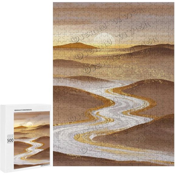 500 Piece Brown and Gold Mountain Decor Puzzle Stunning Landscape for Adults, Calming Puzzle Experience, Family Together Time, Finished Size 21 x 15 Inches
