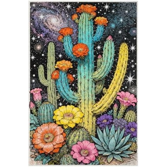 500 Piece Cactus Themed Perfect Interlocking Puzzle for Adults, 20.5"x15" – Fun & Challenging, Home Decor