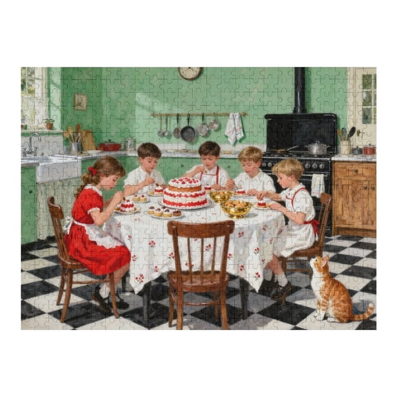 500 Piece Cake Puzzle for Adults  Kitchen House Jigsaw, Large Piece Fun Puzzle for Brothers, Educational Activity, Birthday Gift for Men, Women,Family Game Night 20.5x15 in