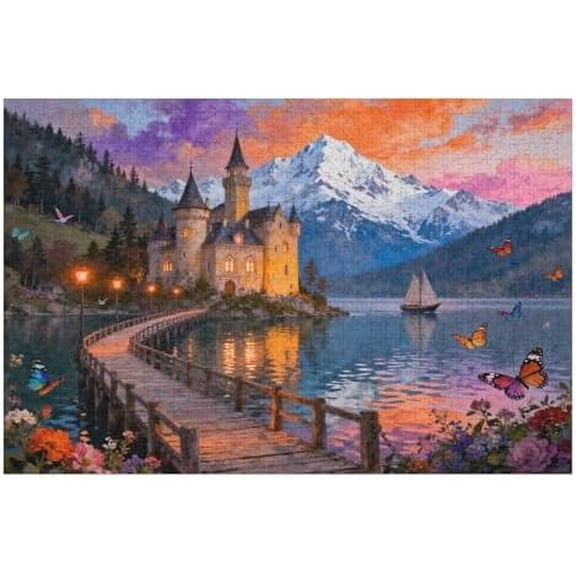 500 Piece Castle Sunset Hard Difficult Puzzle for Adults – DIY Home Decor, Family Interactive Game Night, Challenging Artwork