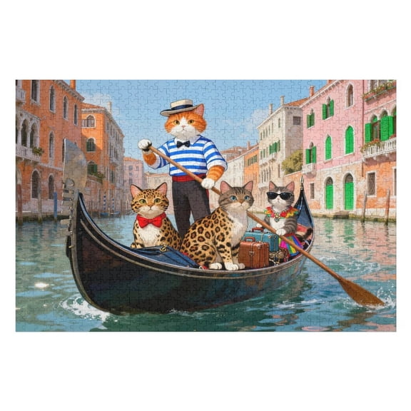 500 Piece Cat Boating Puzzle for Adults – Impossible Interlocking Game, Mind-Relaxing Family Activity, Fun Adult Puzzle