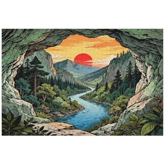 500 Piece Cave Forest Unique Nature Scene Puzzle for Adults – Challenging, Interactive DIY, Home Decor, Family Game Fun