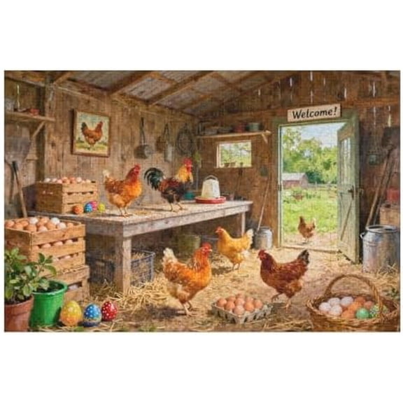 500 Piece Chicken Coop Hard Challenging Puzzle for Adults – Interactive DIY, Fun Family Game, Home Decor, Educational for Adults