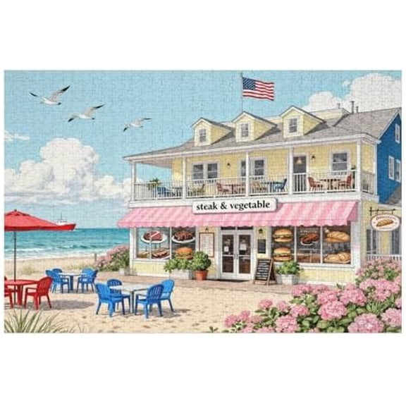 500 Piece Coastal Seaside Recycled Cardboard Puzzle for Adults – Challenging Family Fun Brain Teaser, Educational Home Decor Activity, Relaxing Project