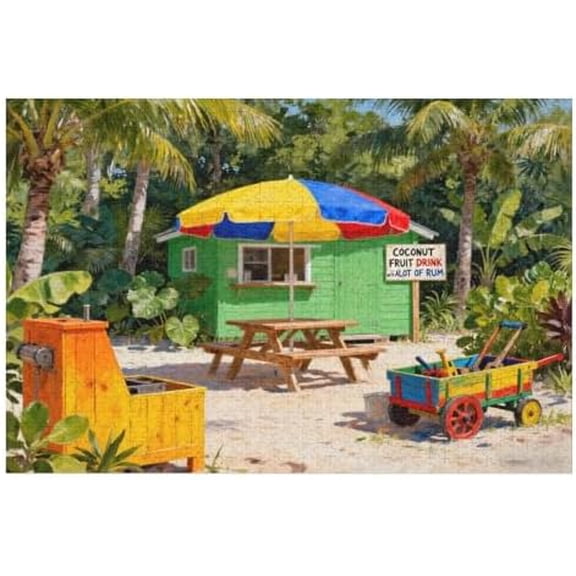500 Piece Coconut Experience Inspired Jigsaw Puzzle for Adults, 20.5x15 in – Premium Textured Pieces, Gift for Families & Caribbean Art Enthusiasts