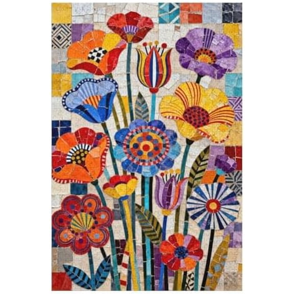 500 Piece Colorful Flower Letter-Back Interlock Puzzle – No Dust, Perfect Pieces, Challenging Family Activity, Home Wall Decor Gift for All Ages