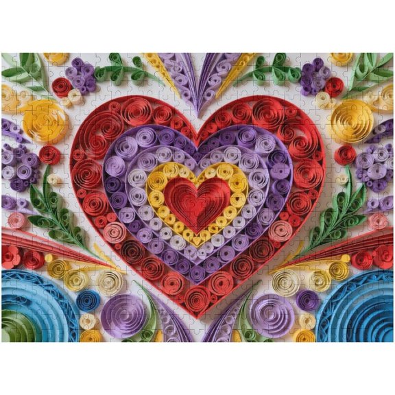 500 Piece Colorful Heart Jigsaw Puzzle for Adults - Beautiful Cut Paper Heart Arrangement, 20.5x15, Multicolor, Perfect for Game Nights & Wall Art Display