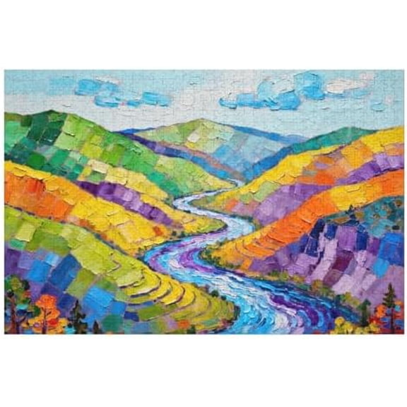500 Piece Colorful Landscape Rainbow Mountain Nature Artwork Puzzle for Adults – Impossible Style Jigsaw, Challenging Scenic Art