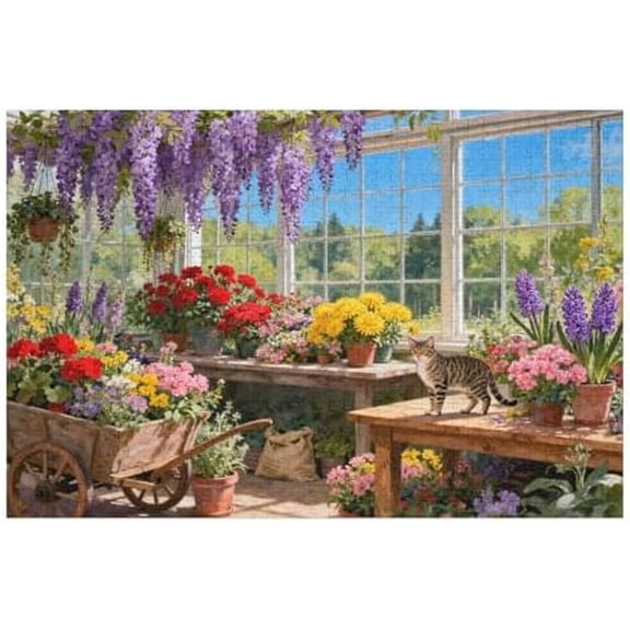 500 Piece Colorful Potting Shed Garden Tools Flowers Rustic Artwork Puzzle for Adults – Relaxing Jigsaw for Nature Lovers, Family Activity & Cozy Home Decor