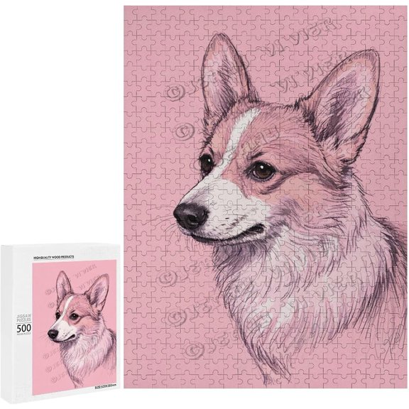 500 Piece Corgi Puzzle Wooden Jigsaw for Dog Lovers  Challenging Puzzle for Pet Owners, Fun Relaxing Brain Teaser, Beautiful Dog Art Puzzle for Adults, Finished Size 21 x 15 Inches